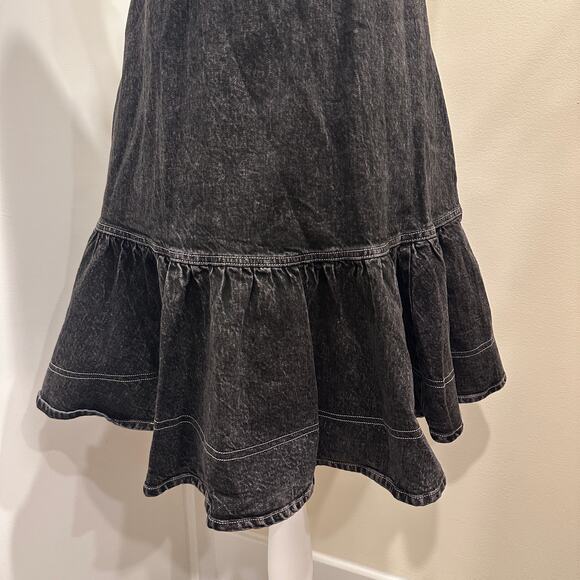 Pilcro NWT Dark Gray Sleeveless V-Neck Studded Grommet Denim Mini Dress Punk Alt - Picture 8 of 10